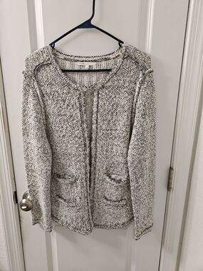 maje Tweed Style Cotton Blend  Cardigan